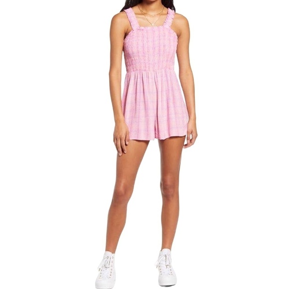 BP Romper Playsuit 100% Rayon Polka-dot Shirred Smocked Ruffles Fluttery NWOT - Picture 14 of 16